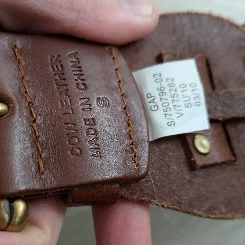 Vintage Gap Y2K 2000s wide braided woven brown leather belt boho S Small